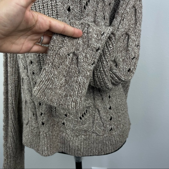 Lucky Brand Women's Cable Knit Sweater Brown Wool Blend size Large - Picture 4 of 12